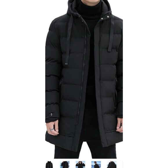 NWT Offside Men's Winter Warm Puffer Jacket Coat Long - Black - Extra Large - Picture 3 of 15